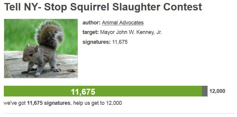 Petition #116: Tell NY- Stop Squirrel Slaughter Contest