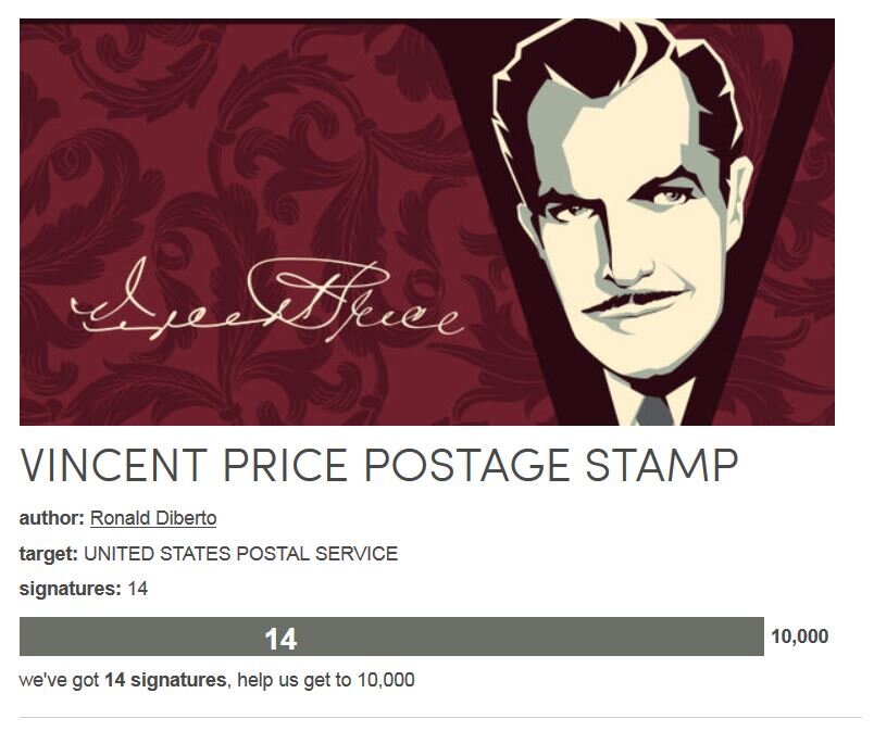 Petition #121: VINCENT PRICE POSTAGE STAMP