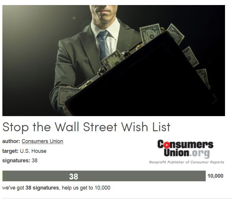 Petition #125: Stop The Wall Street Wish List.