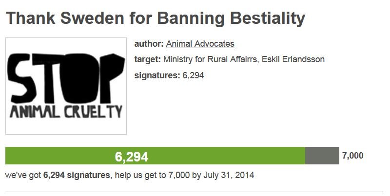 Petition #129: Thank Sweden For Banning Bestiality