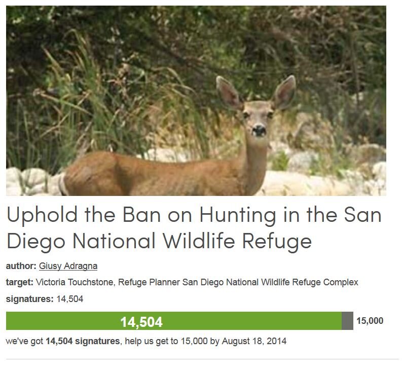 Petition #142: Uphold The Ban On Hunting In The San Diego National Wildlife Refuge