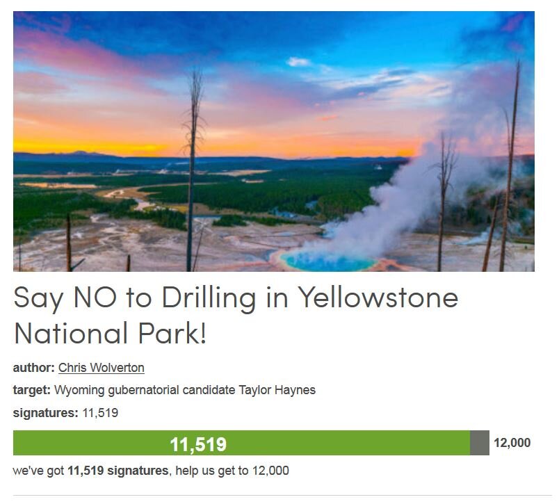 Petition #144: Say NO To Drilling In Yellowstone National Park!