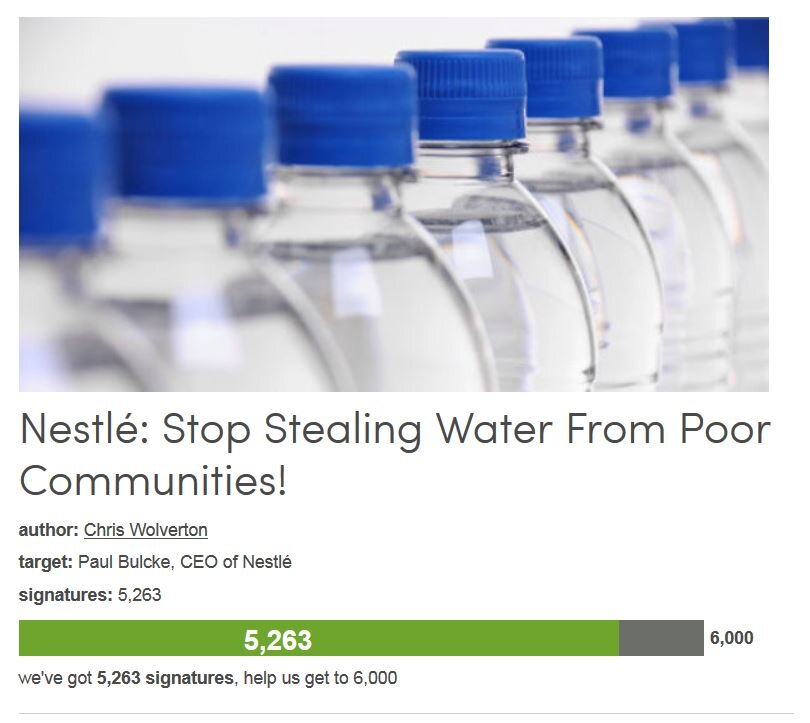 Petition #146: Nestlé: Stop Stealing Water From Poor Communities!