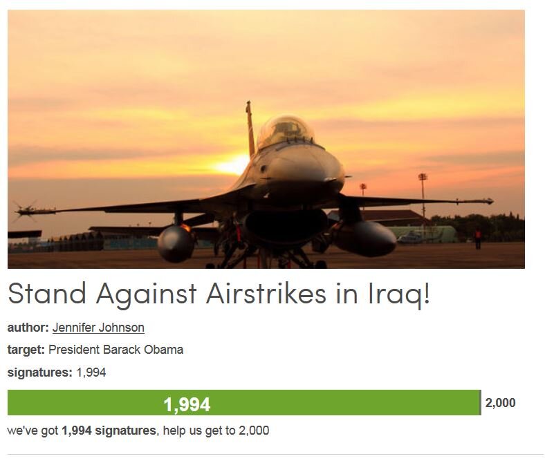 Petition #162: Stand Against Airstrikes In Iraq!