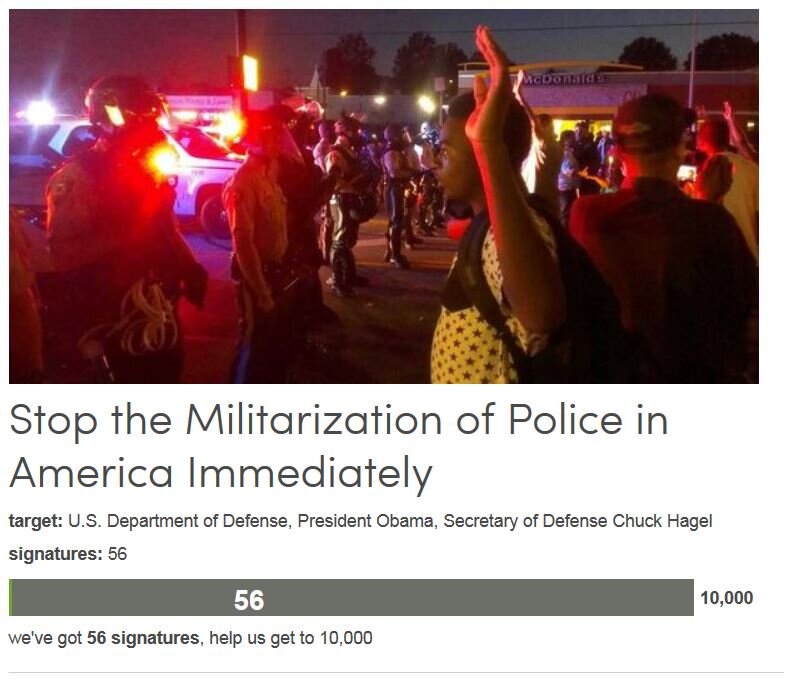 Petition #169: Stop The Militarization Of Police In America Immediately