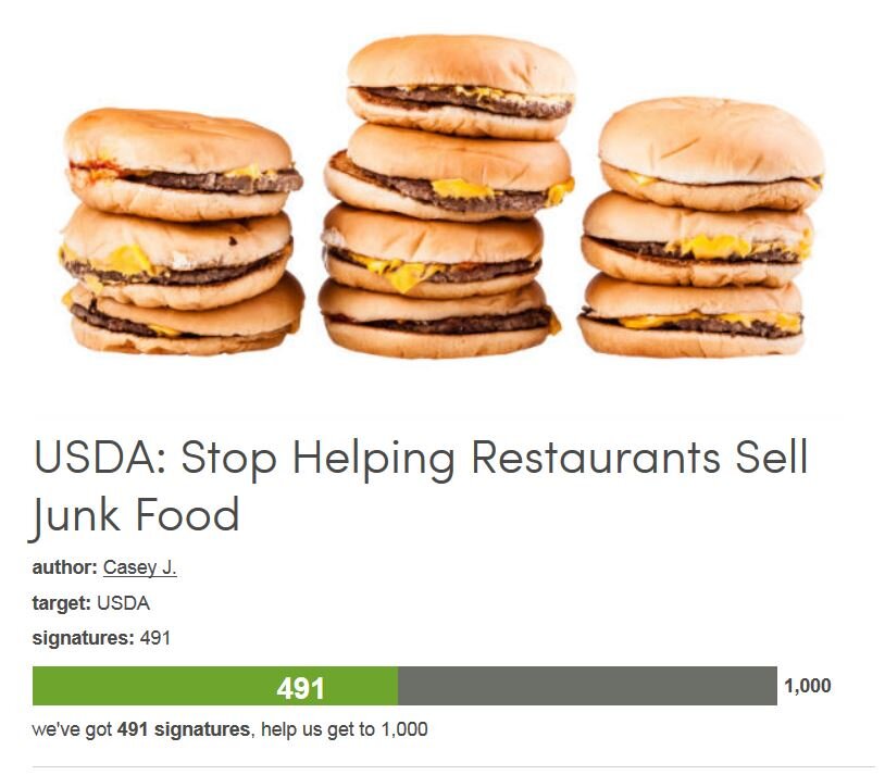 Petition #173: USDA: Stop Helping Restaurants Sell Junk Food