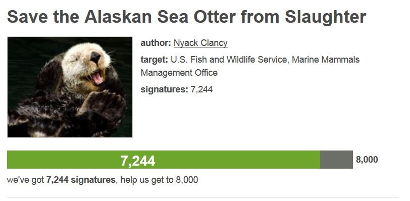 Petition #176: Save The Alaskan Sea Otter From Slaughter