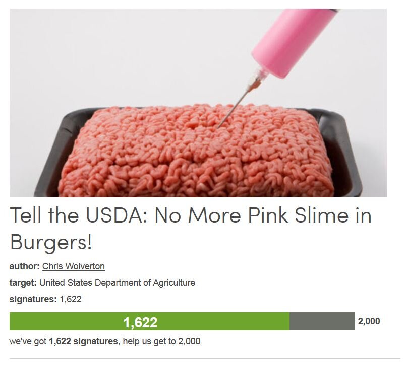 Petition #178: Tell The USDA: No More Pink Slime In Burgers!