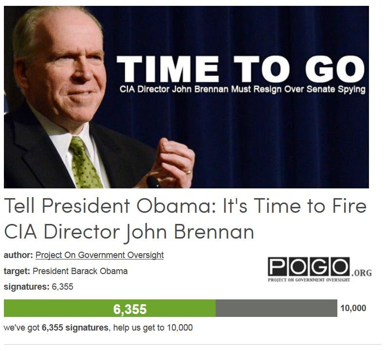 Petition #184: Tell President Obama: It's Time To Fire CIA Director John Brennan