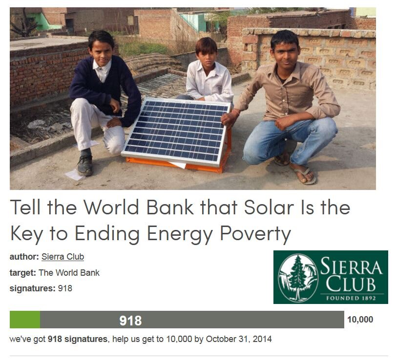 Petition #189: Tell The World Bank That Solar Is The Key To Ending Energy Poverty