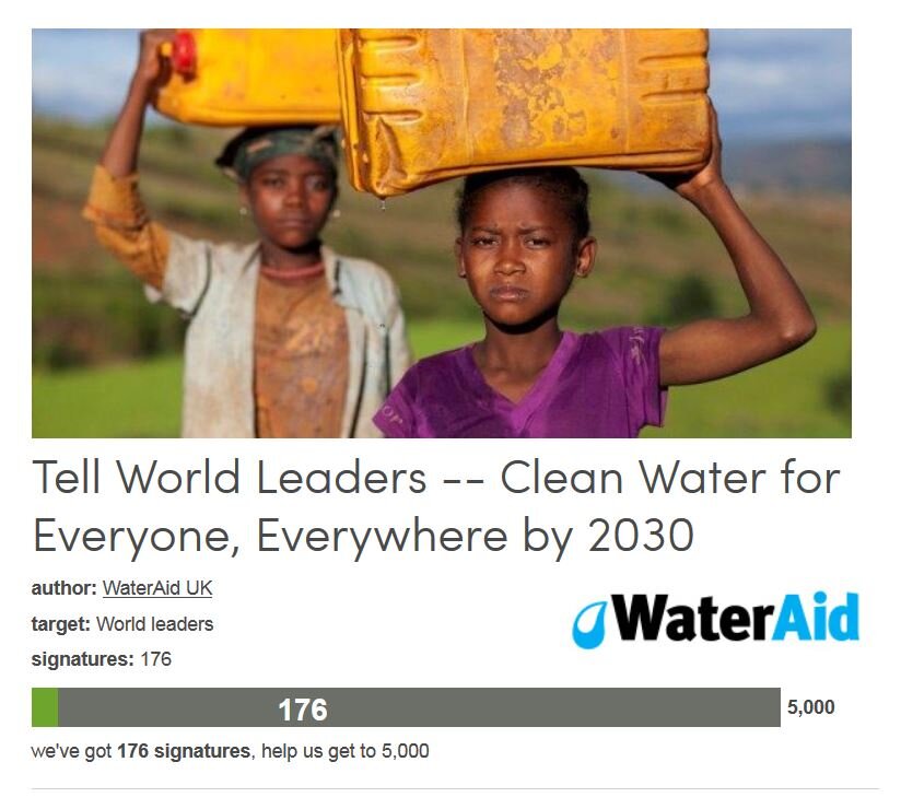 Petition #191: Tell World Leaders -- Clean Water For Everyone, Everywhere By 2030