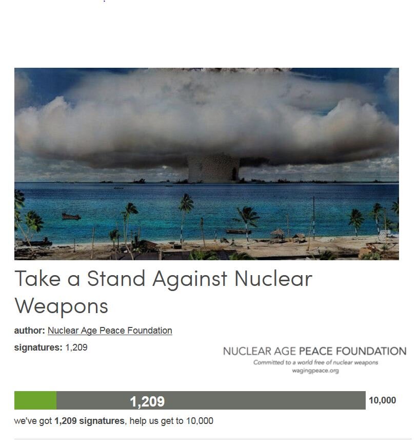 Petition #205: Take A Stand Against Nuclear Weapons