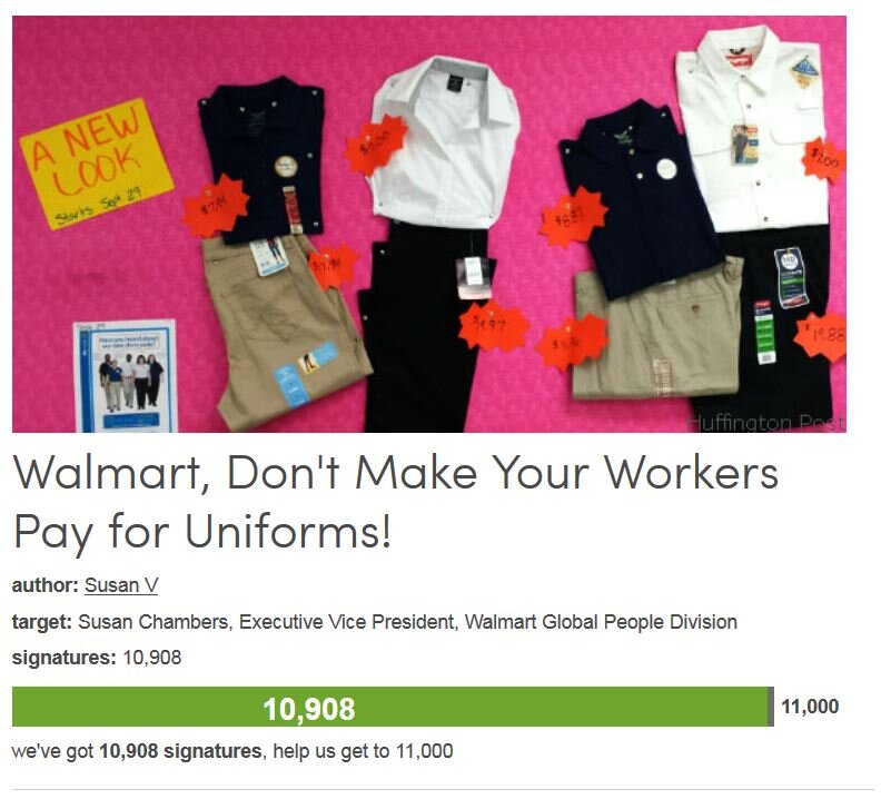 Petition #210: Walmart, Don't Make Your Workers Pay For Uniforms!