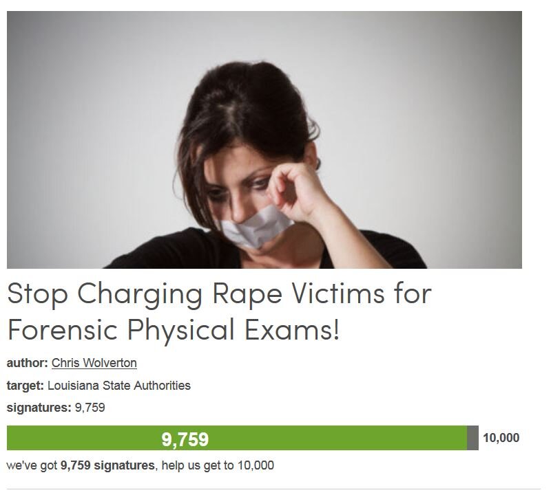 Petition #226: Stop Charging Rape Victims For Forensic Physical Exams!