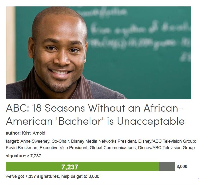 Petition #247: ABC: 18 Seasons Without An African-American 'Bachelor' Is Unacceptable