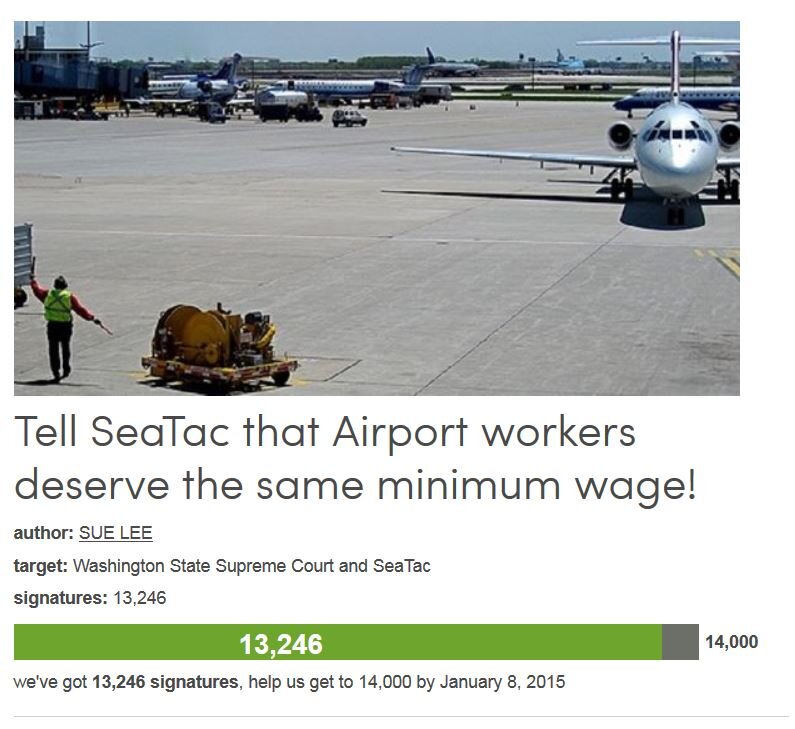 Petition #258: Tell SeaTac That Airport Workers Deserve The Same Minimum Wage!