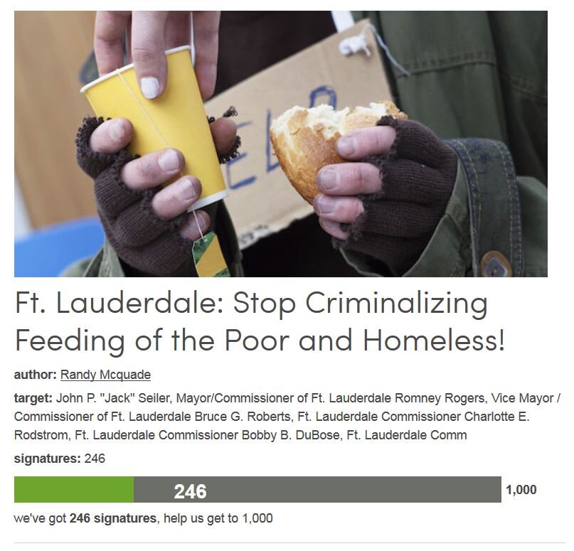 Petition #257: Ft. Lauderdale: Stop Criminalizing Feeding Of The Poor And Homeless!