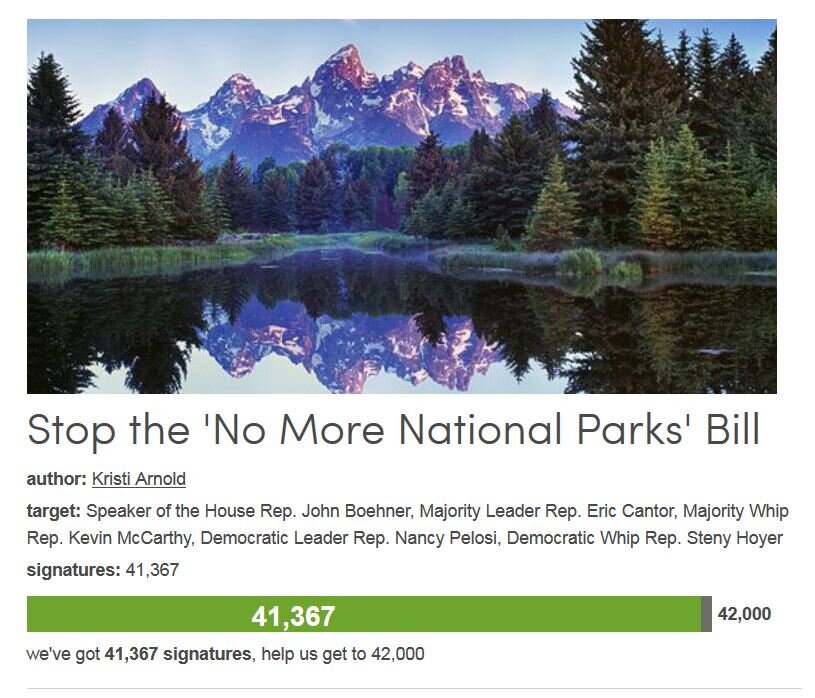 Petition #259: Stop The 'No More National Parks' Bill