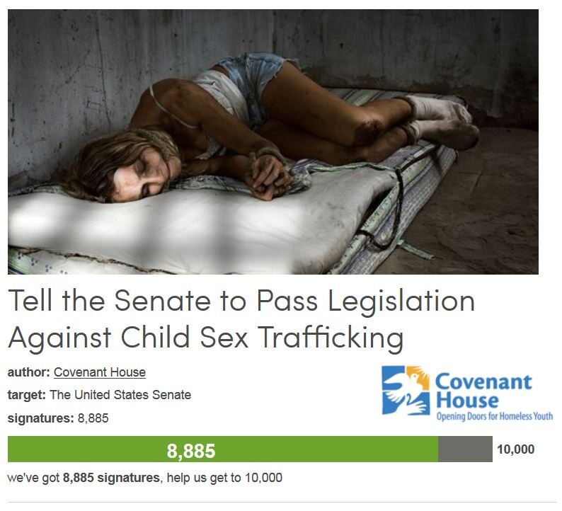 Petition #277: Tell The Senate To Pass Legislation Against Child Sex Trafficking