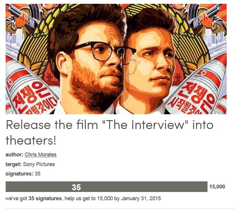 Petition #294: Release The Film "The Interview" Into Theaters!