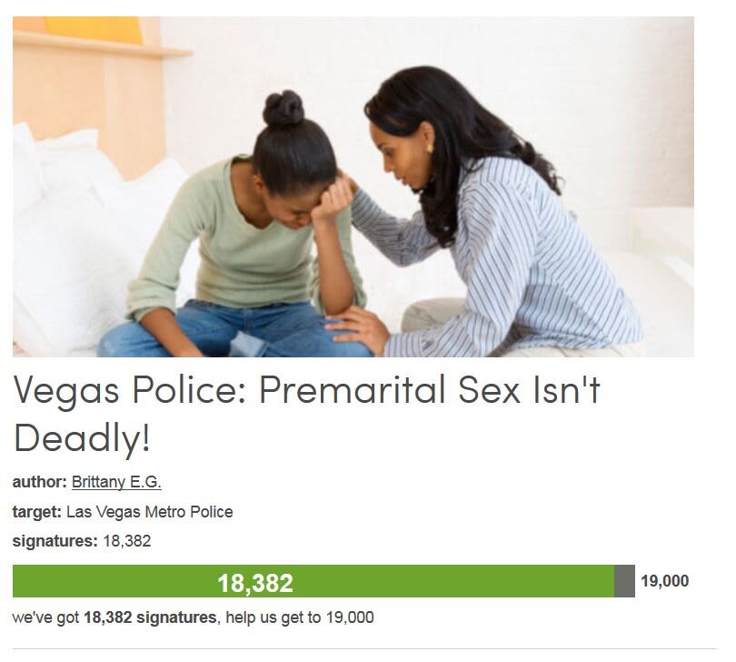 Petition #298: Vegas Police: Premarital Sex Isn't Deadly!