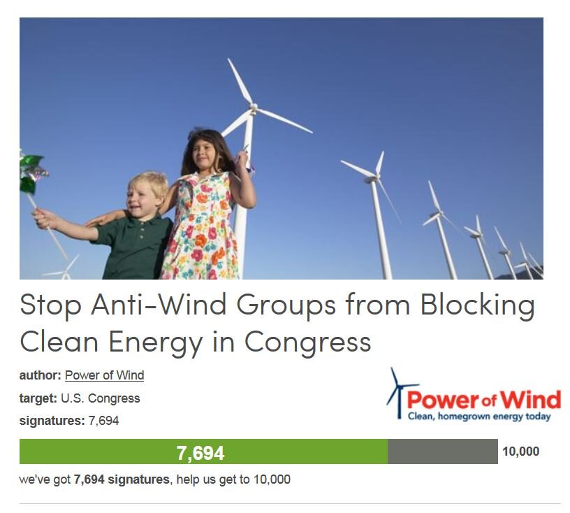 Petition #301: Stop Anti-Wind Groups From Blocking Clean Energy In Congress