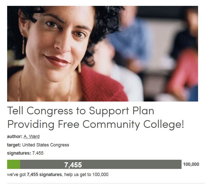 Petition #330: Tell Congress To Support Plan Providing Free Community College!