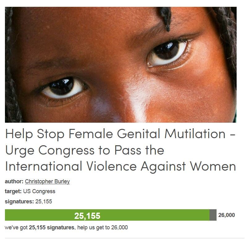 Petition #342: Help Stop Female Genital Mutilation - Urge Congress To Pass The International Violence Against Women