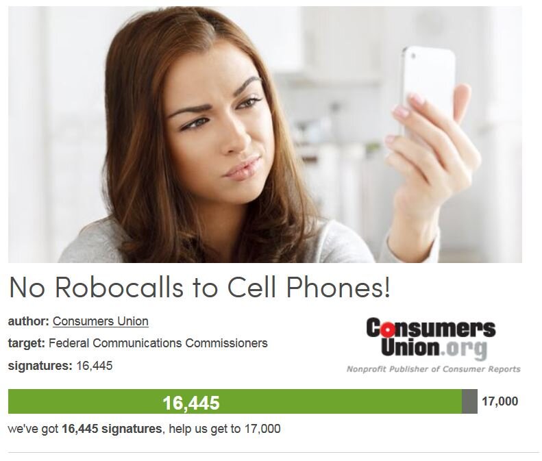 Petition #346: No Robocalls To Cell Phones!