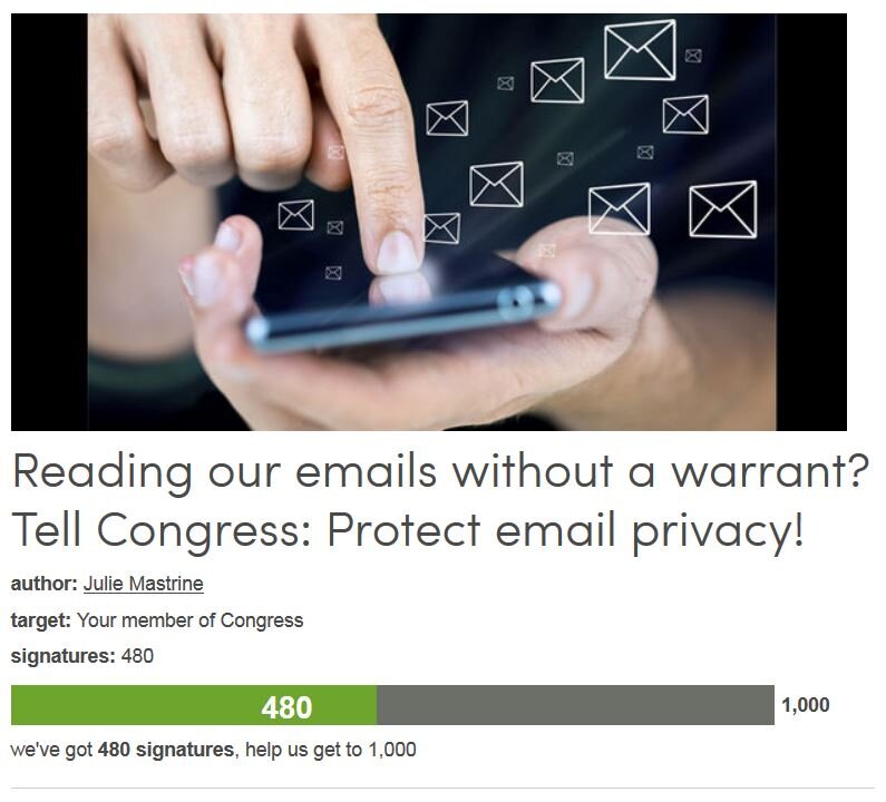 Petition #351: Reading Our Emails Without A Warrant? Tell Congress: Protect Email Privacy!