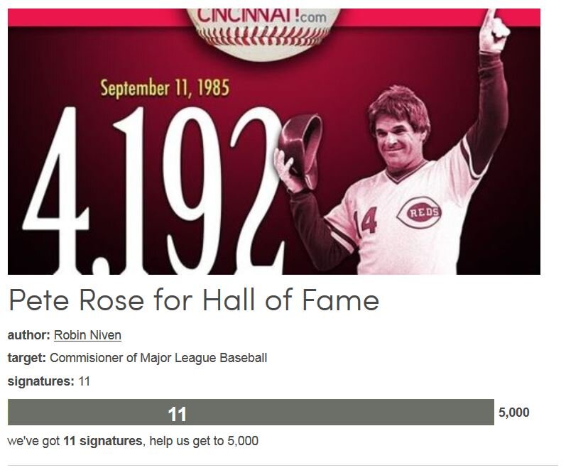 Petition #356: Pete Rose For Hall Of Fame