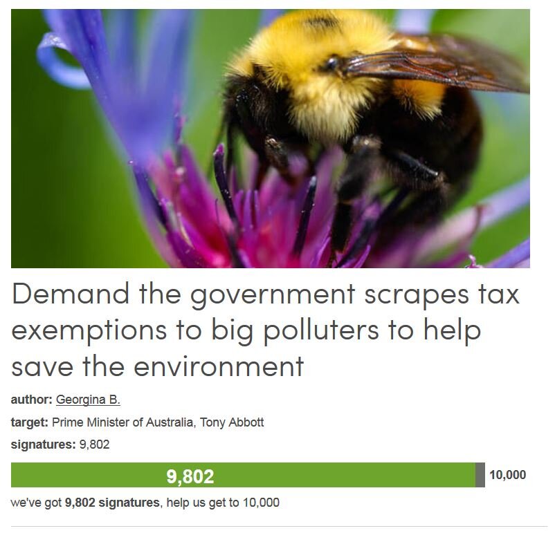 Petition #365: Demand The Government Scrapes Tax Exemptions To Big Polluters To Help Save The Environment