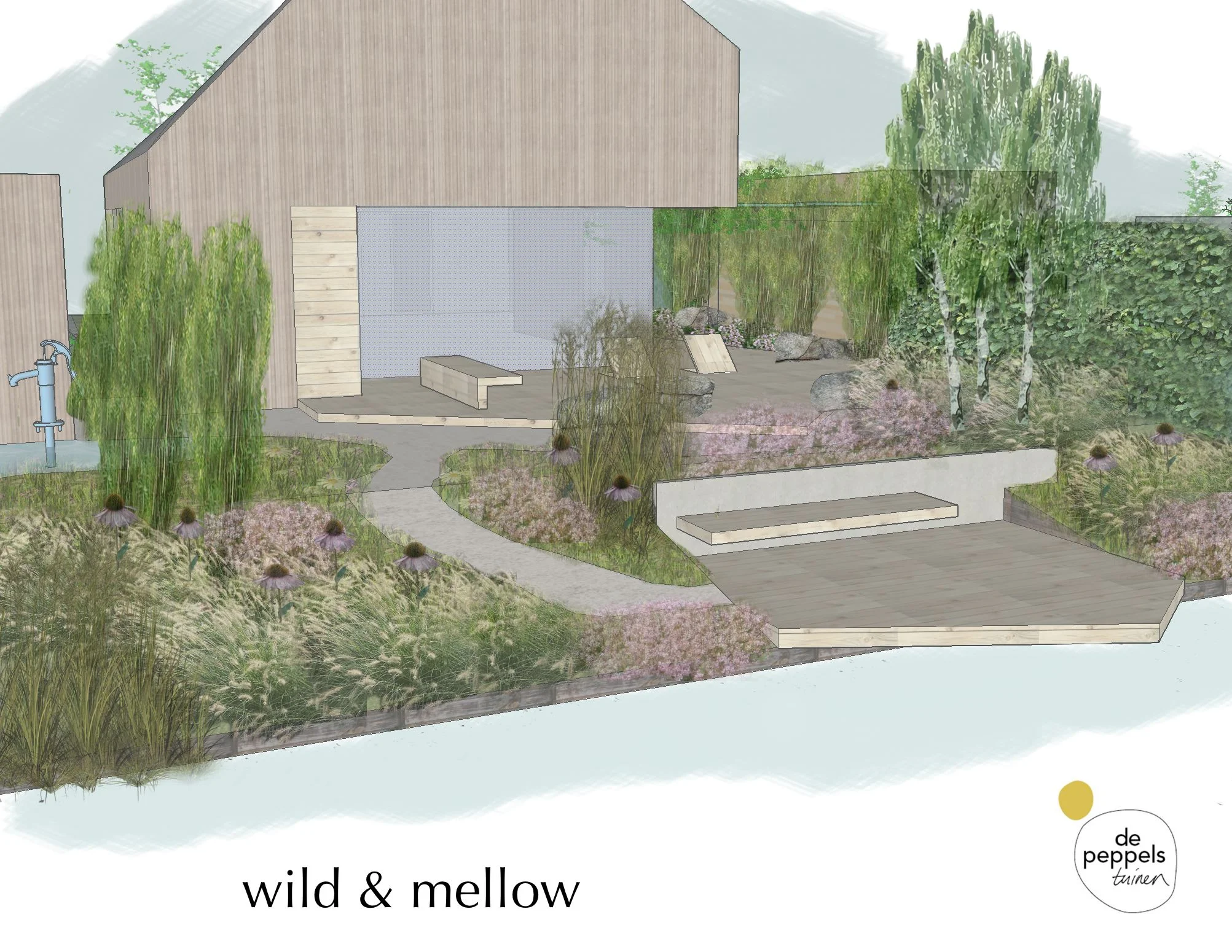 Tuinontwerp designtuin met Scandinavische sfeer