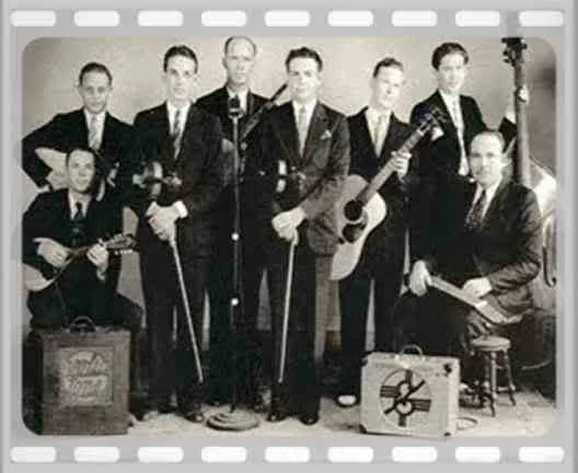 Leo Raley seated left with Cliff Bruner's band with the remarkable Bob Dunn on lap steel seated to the right