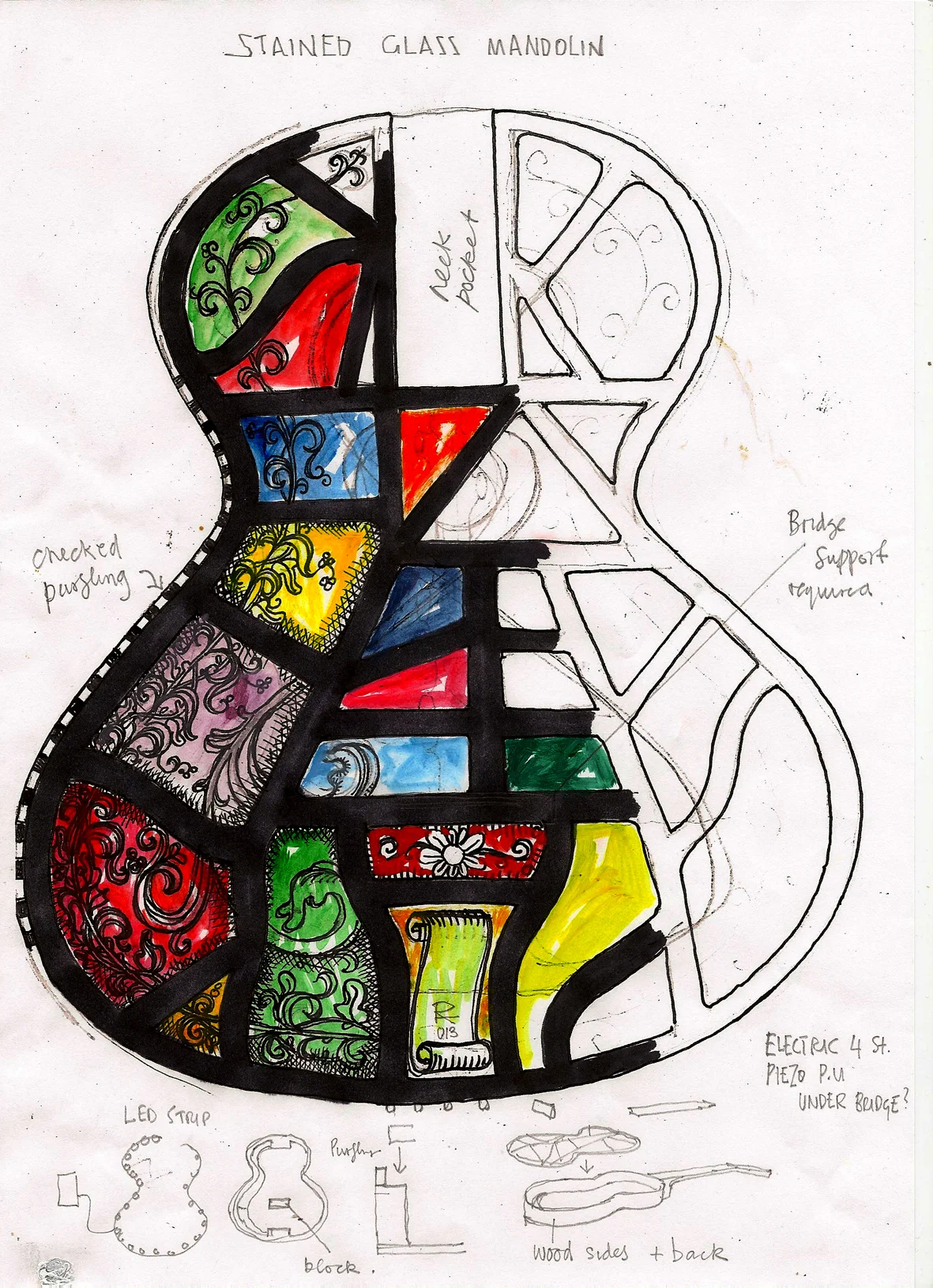 Working sketch for The Stained Glass Mandolin