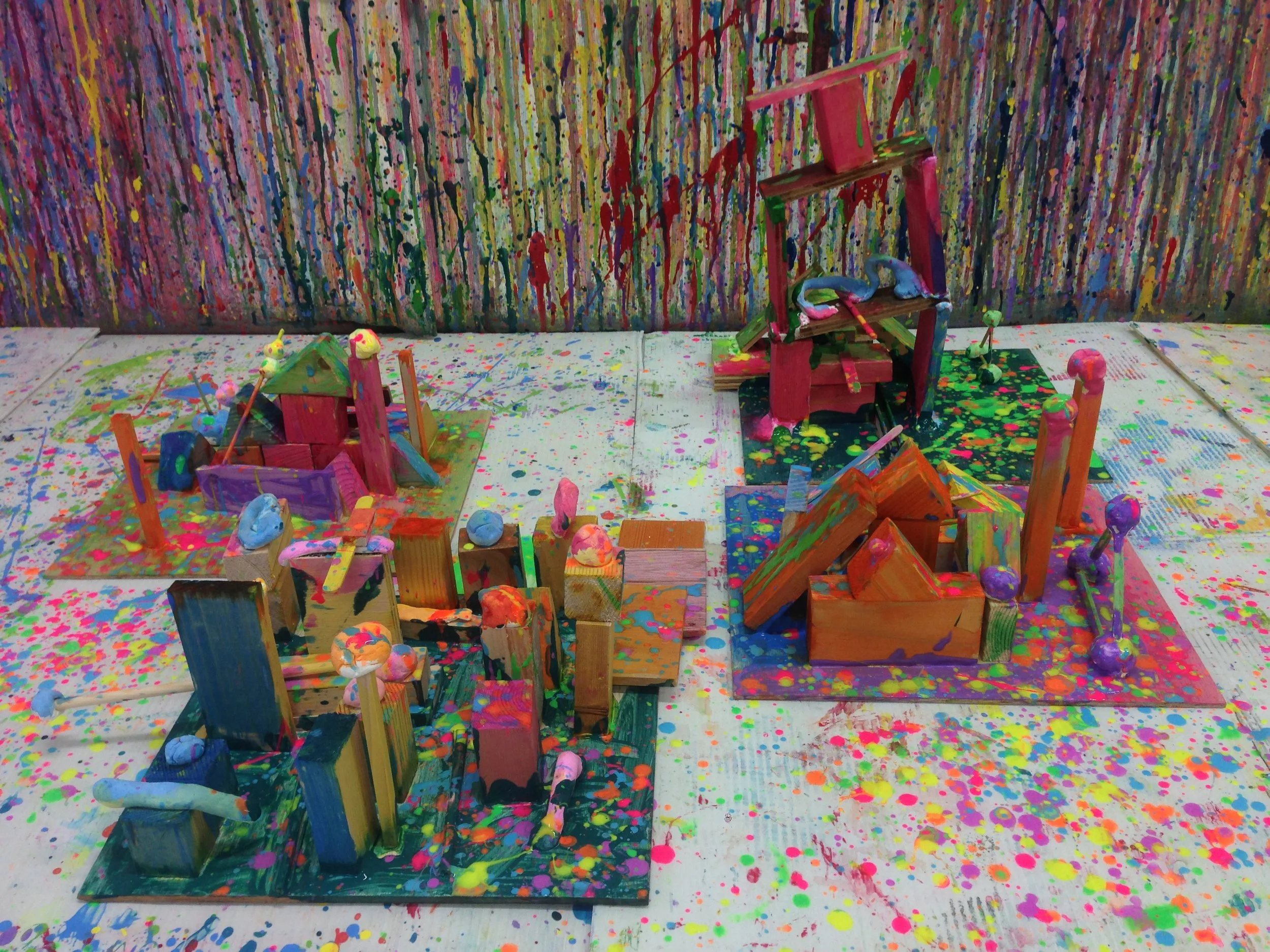 Mini city made out of wood scraps WOOD STUDIO