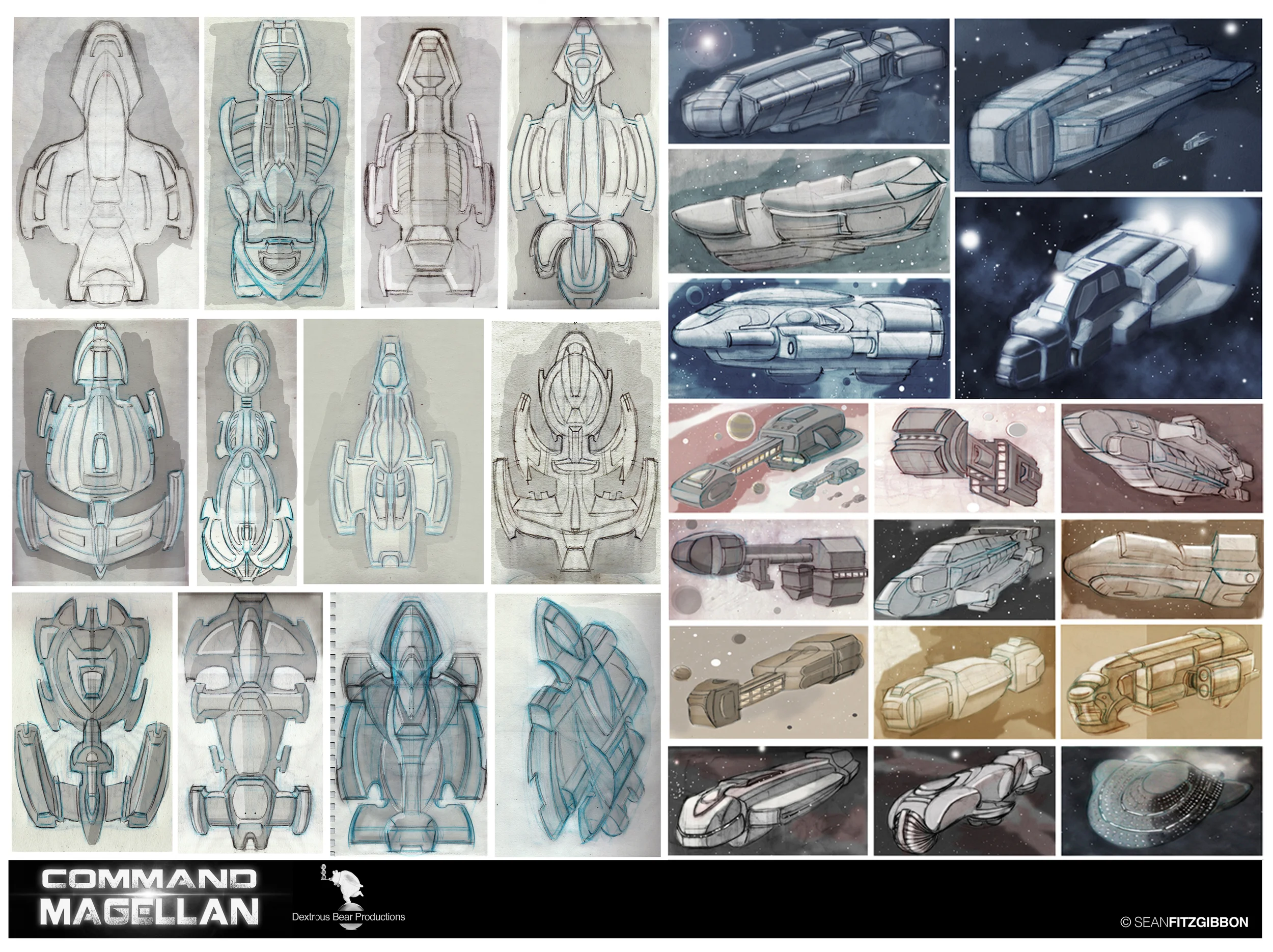 Some of my early concept renderings of the Magellan along with a shuttle design.