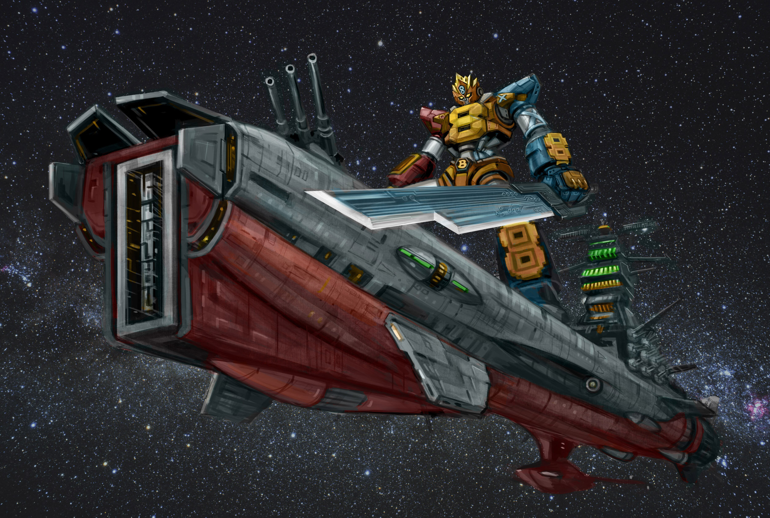  BitKing atop BitCruiser, designed by James Mielke, illustrated by Felix Ip. 