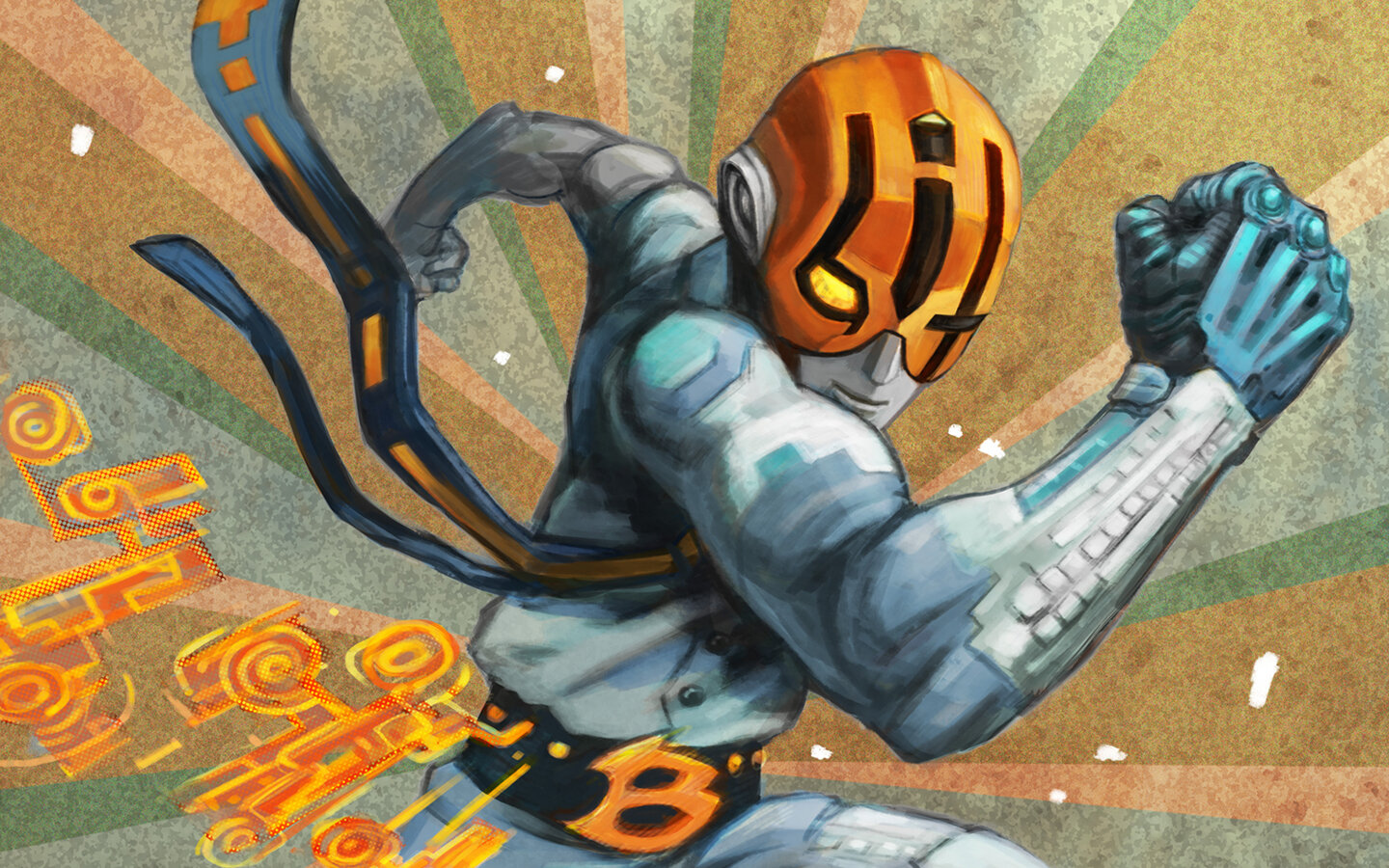  BitSummit MMXIV mascot, BitRider, designed by James Mielke, illustrated by Felix Ip.  