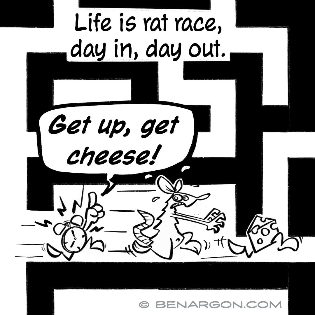 If you are like me you are getting back to work after a short break - back to chasing that cheese 😜
.
For more existential rat philosophy please follow @argoncomics.