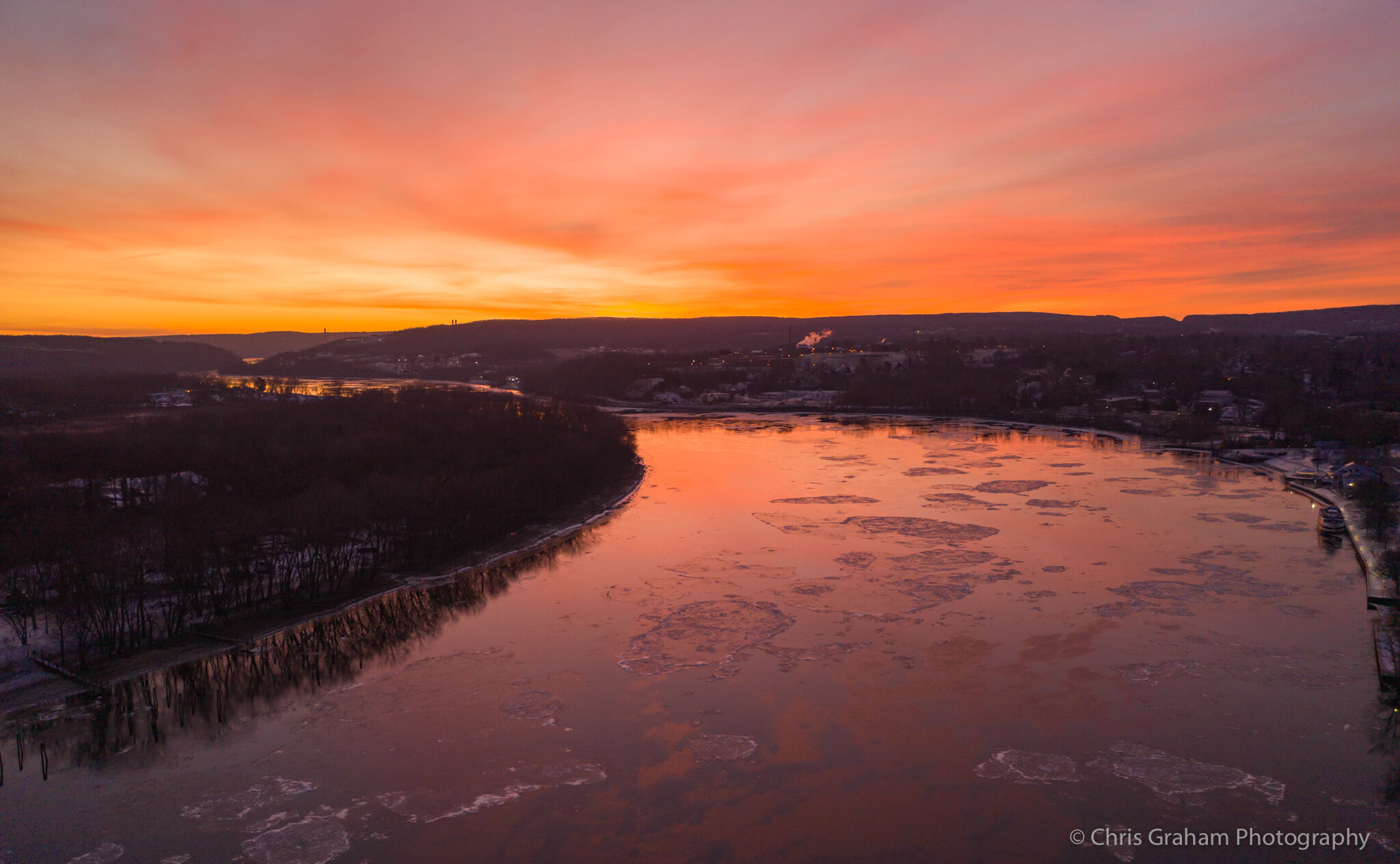 CT River ice sunrise
