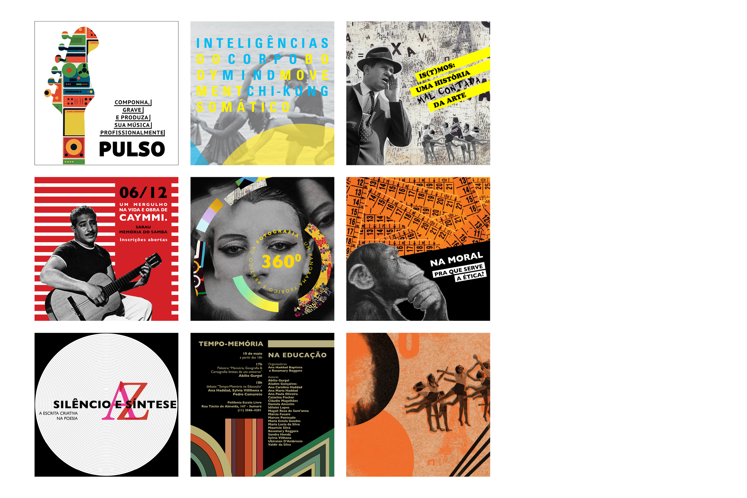 Polifonia 2014 Création d’images et d’affiches pour la présentation de l’école Polifonia, qui développe plusieurs cours et conférences sur des thèmes divers : arts plastiques, littérature, musique et danse. Chaque image créée a été conçue à partir du thème des classes et de façon à transmettre l’information de manière provocatrice. --- criação de imagens e cartazes para divulgação da "Polifonia Escola Livre", que desenvolve diversos cursos e palestras focados em temas como: artes plásticas, literatura, música e dança. Cada imagem criada transmitia a ideia de cada curso. --- Advertising images for Polifonia - a workshop school. Facebook flyers and printed posters.