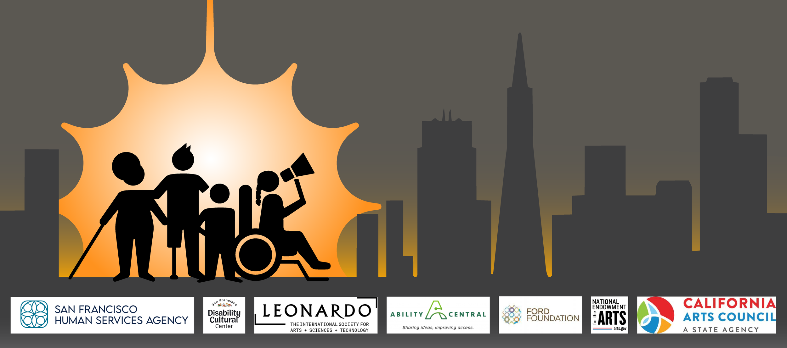 A group of disabled peopleholding a mega phone in san francisco