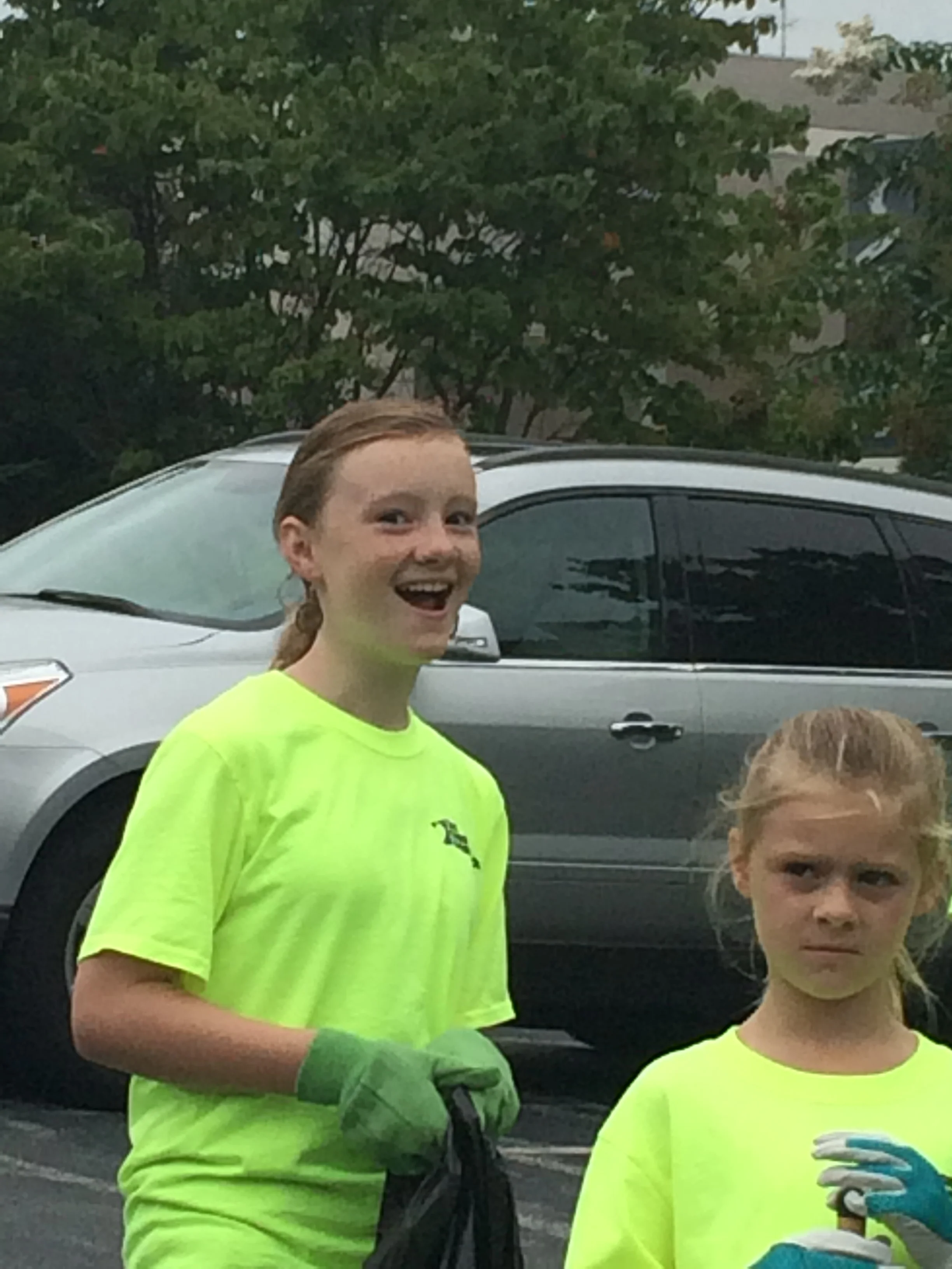 Morgan & Megan Cardille had differing reactions to picking up trash on a Saturday morning.