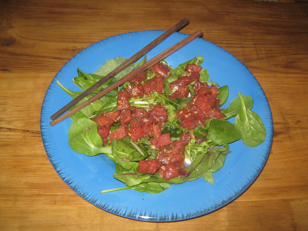 Variation on a theme: Sesame Tuna Salad. Same recipe, sans ramekin. 