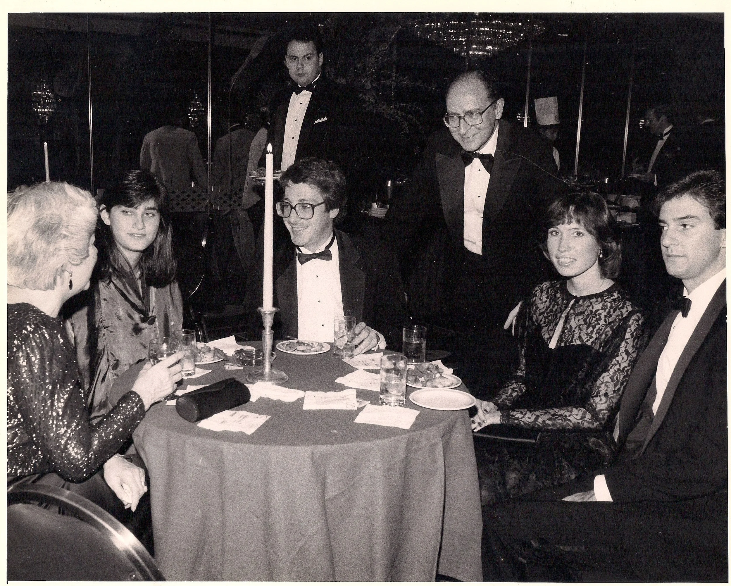 Richard, during his Executive Director days of the International Council of NATAS, with the head writer of the broadcast, chatting with his mom.