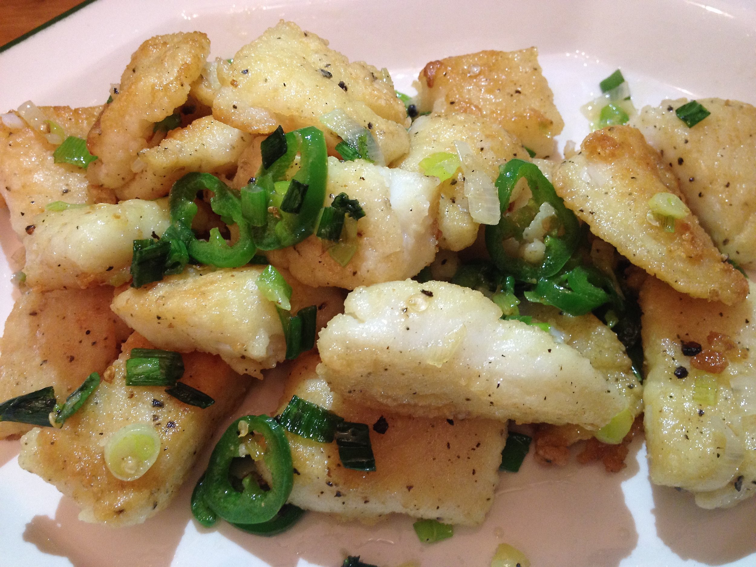 Salt and pepper calamari. Ben's favorite. Recipe cribbed from Joe's Shanghai.