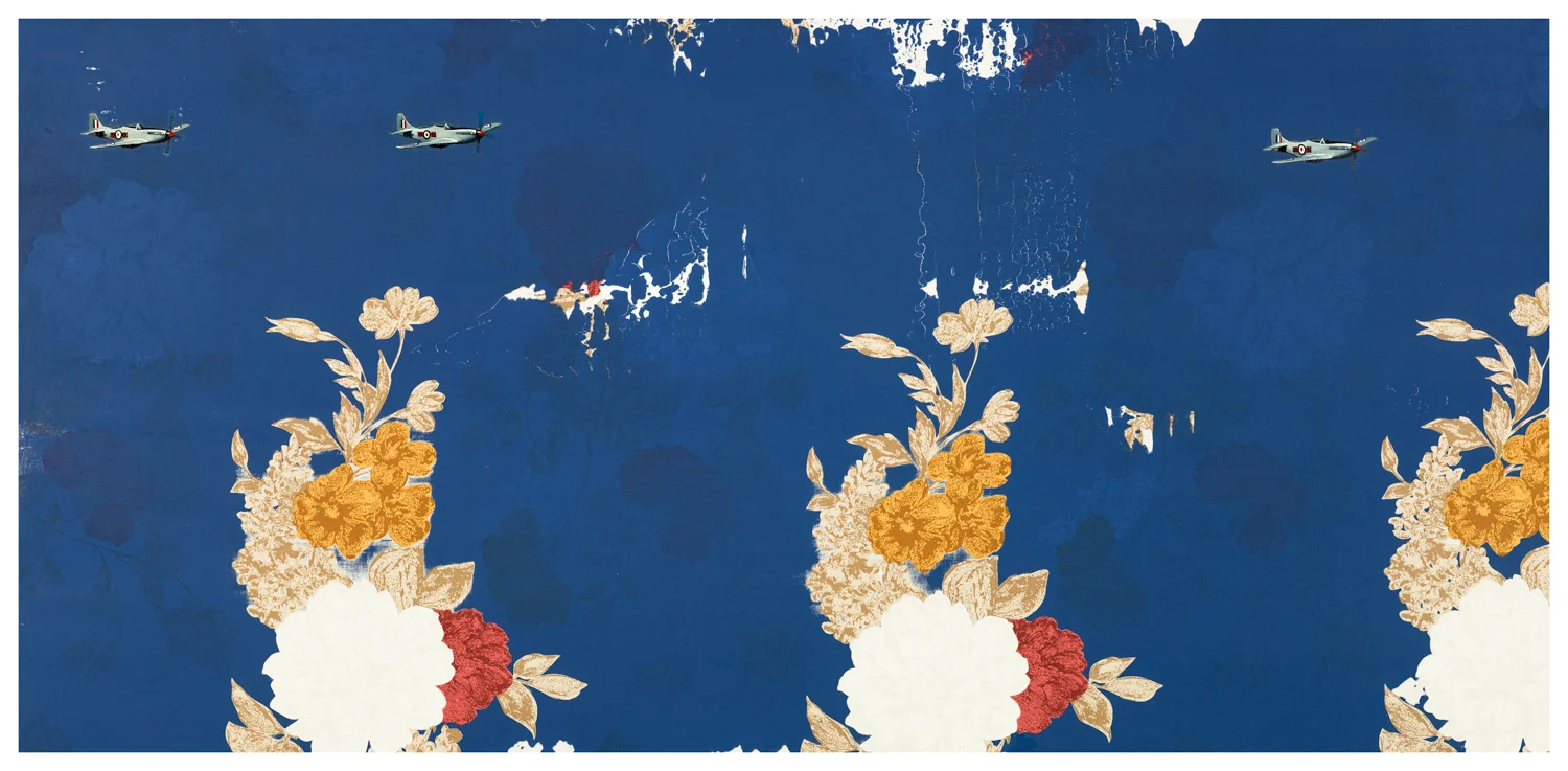  Time Series #1 &nbsp;|&nbsp;時間序列 一 , 2014, Oil and Acrylic on Printed Fabric, 70 x 145 cm,&nbsp;CHI Chien 