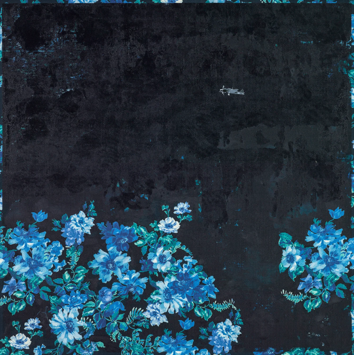 Zero II | 零式 二, 2016, Oil and Acrylic on Printed Fabric, 95 x 95 cm, CHI Chien