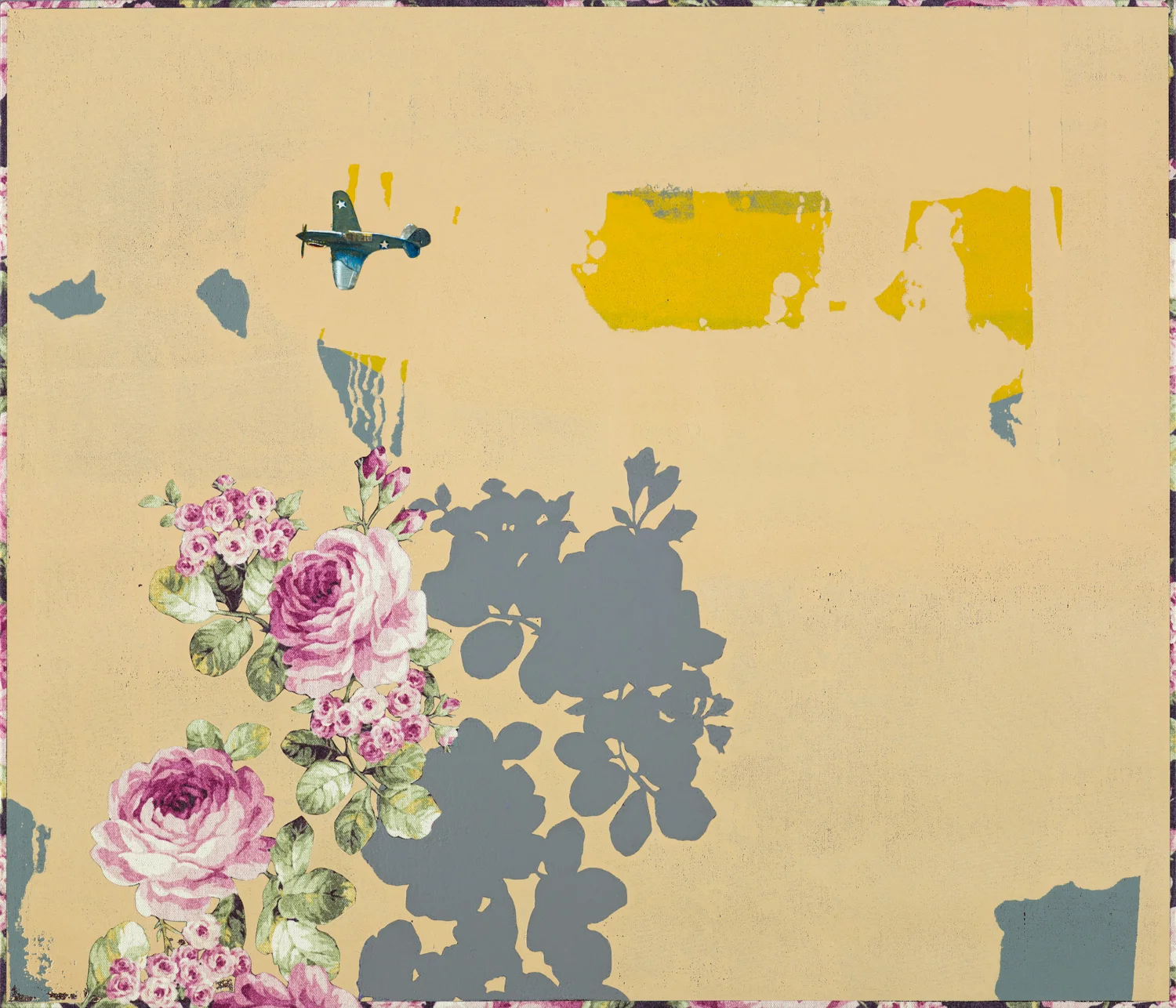 Shadow | 影子, 2014, Oil and Acrylic on Printed Fabric, 45.5 x 53 cm, CHI Chien